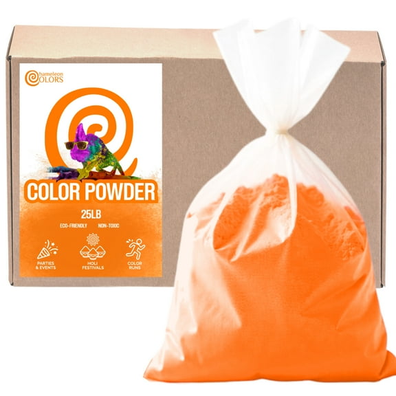 Chameleon Colors Bulk Color Powder, Orange Holi Colored Chalk, 25 Pounds