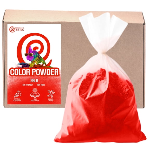 Chameleon Colors Bulk Color Powder, Red Holi Colored Chalk, 25 Pounds