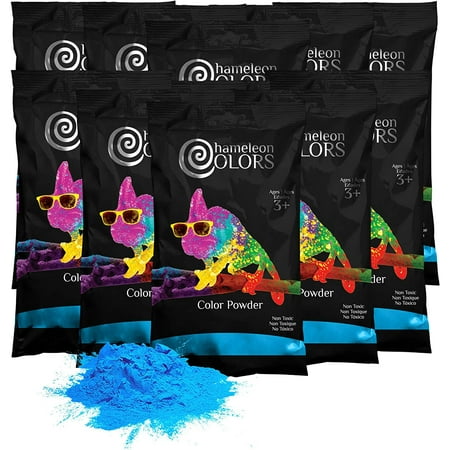 Chameleon Colors Color Powder, Vibrant Blue Holi Color, 10 Pounds (1 Pound per Packet), Pack of 10