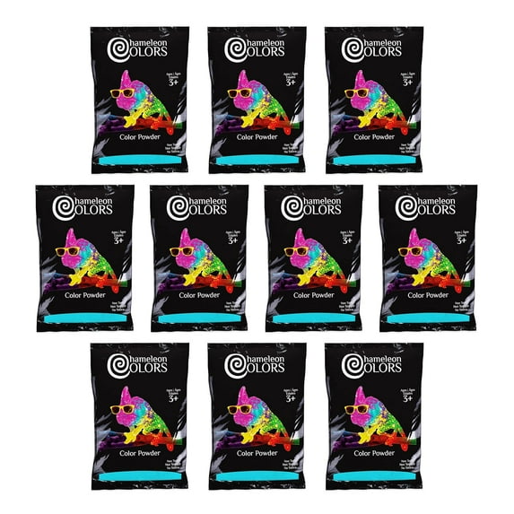 Chameleon Colors Blue Gender Reveal Powder - 1 lb Bags - 10 Pack - For 8-10 People - Vibrant Blue Color - Powder for Baby Boy Gender Reveal - Easy-Open Bags - Easy Cleanup - Non-Toxic