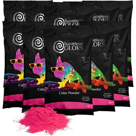 Chameleon Colors Color Powder, Vibrant Pink Holi Color, 10 Pounds (1 Pound per Packet), Pack of 10