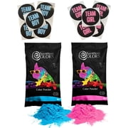 Chameleon Colors Gender Reveal Powder Kit - Includes Pink and Blue Color Powder, 5 Team Girl and 5 Team Boy Stickers - 2 lbs Color Powder
