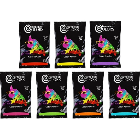 Chameleon Colors Rainbow Color Powder, 7 Colors of Holi Color, 7 Pounds (1 Pound per Bag), Pack of 7