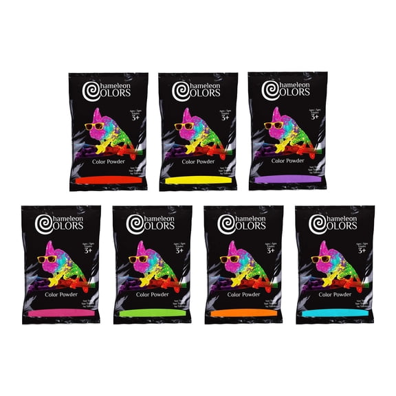 Chameleon Colors Rainbow Color Powder, 7 Colors of Holi Color, 7 Pounds (1 Pound per Bag), Pack of 7