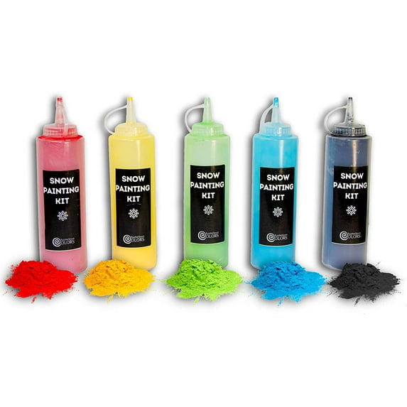 Chameleon Colors Snow Painting Kit - Color Powder Snow Decorating Kit for Boys and Girls - Includes Red, Yellow, Green, Blue, and Black Color Powder Snow Paint and 5 Squirt Bottles