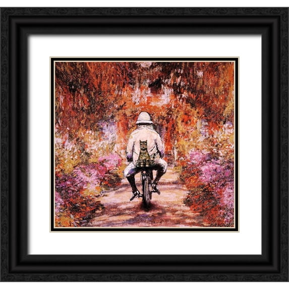 Chameleon Design, Inc. 28x26 Black Ornate Wood Framed with Double Matting Museum Art Print Titled - Monet Cat