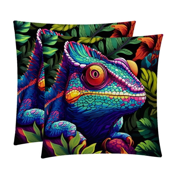 Chameleon Elegant Velvet Throw Pillows with Unique Patterns for Chair Pillow Covers & Throw Pillow - Set of 2, Available in 16x16, 18x18, & 20x20 inches for