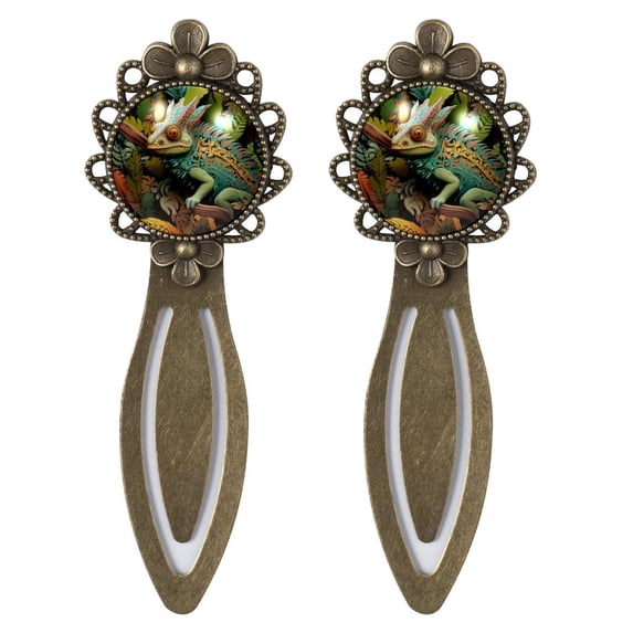 Chameleon Elegant Vintage Copper-Colored Lace Bookmarks Set of 2 - Stainless Steel Book Markers for Gifts, Readers, and Book Lovers