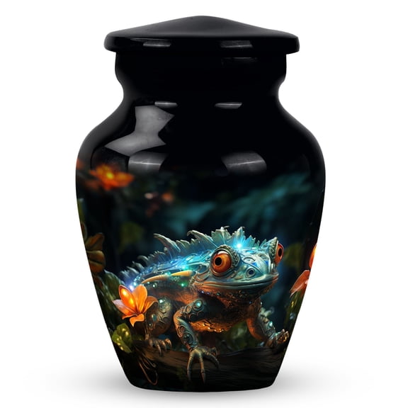 Chameleon Enchanted Twilight Guardian - Small Keepsake Urn - Exquisite Little Cremation Urn - Adult Male Memorial Mini Urn - Small Keepsake for Ashes 3 Inch, 1 Pc