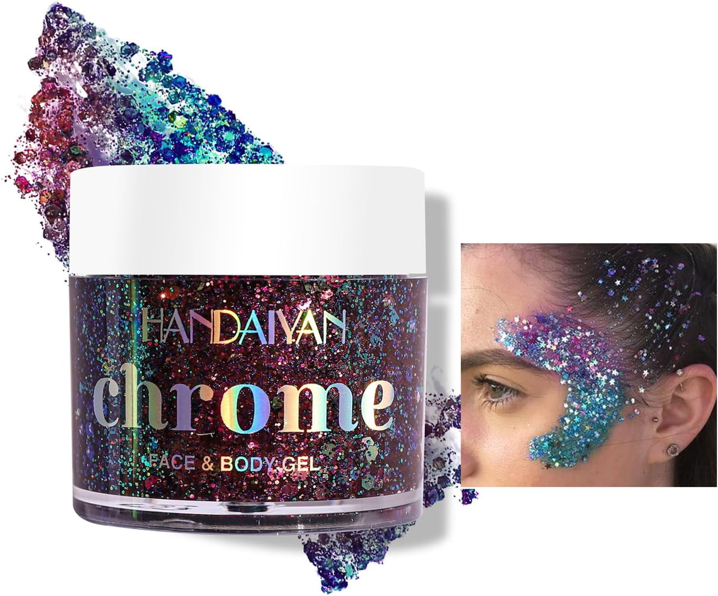 Chameleon Face Body Glitter, Mermaid Chunky Glitter Eyeshadow Color