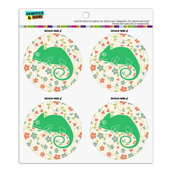 Chameleon Floral Wallpaper Refrigerator Fridge Locker Vinyl Circle Magnet Set