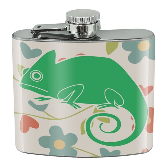 Chameleon Floral Wallpaper Stainless Steel 5oz Hip Drink Kidney Flask