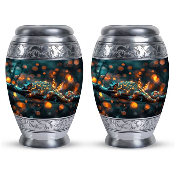 Chameleon Glowing Twilight Wanderer - Urn For Ashes Adult - Decorative Petite Urn For Adult Ashes - Unique Small Keepsake - Miniature Cremation Memorial 3 Inch, Set Of 2