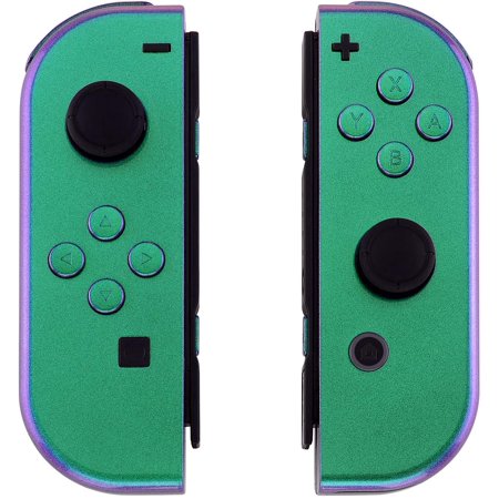 Chameleon Green Purple Joycon Handheld Controller Housing with Full Set Buttons, DIY Replacement Shell Case