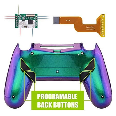 Chameleon Green Purple Upgrade Board &Back Shell & 4 Back Buttons for PS4 Controller JDM-040/050/055