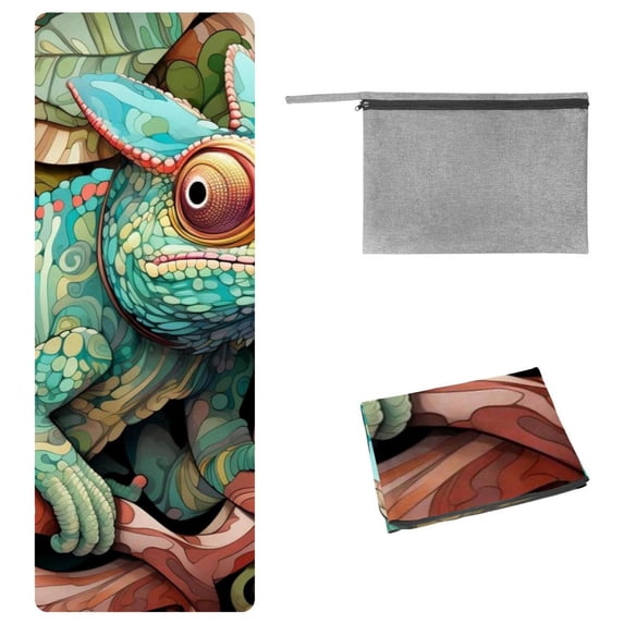 Chameleon Gym Towel with Storage Bag, 72.8"x26.8", Suitable for Yoga, Pilates, Fitness - Yoga Blanket, Yoga Mat Towel, Hot Yoga Towel Included