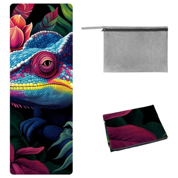 Chameleon Gym Towel with Storage Bag, 72.8"x26.8", Suitable for Yoga, Pilates, Fitness, Yoga Blanket, Yoga Towels, Yoga Mat Towel