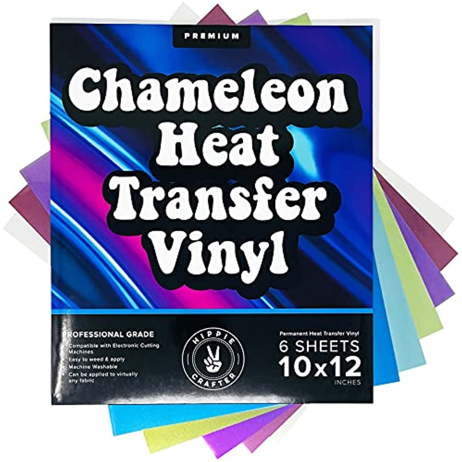 Chameleon Heat Transfer Vinyl Sheets HTV Vinyl Bundle 6 Colors