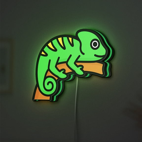 Chameleon LED Lightbox - Reptile Wildlife Zoo Decor, Custom Led Sign for Home Office Shop Decor (Width 12 inch, 30cm)