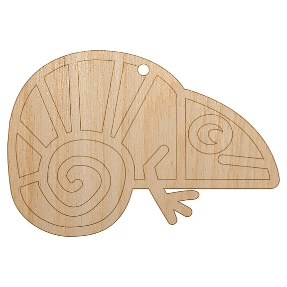 Chameleon Lizard Doodle Wood Holiday Christmas Tree Ornament Unfinished DIY Pre-Drilled Craft