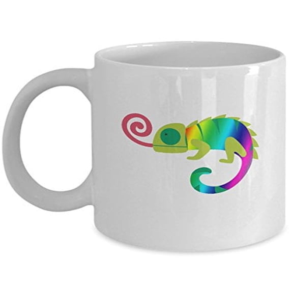 Chameleon Lover 11 oz Coffee Mug - Lizard Design White Ceramic Gift