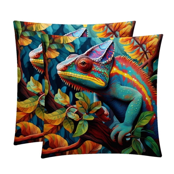 Chameleon Luxurious Velvet Pillow Covers with Unique Patterns - Set of 2, 16x16, 18x18, 20x20 Inches for Throw Pillow Inserts - Ideal for Home Decor and Gifts