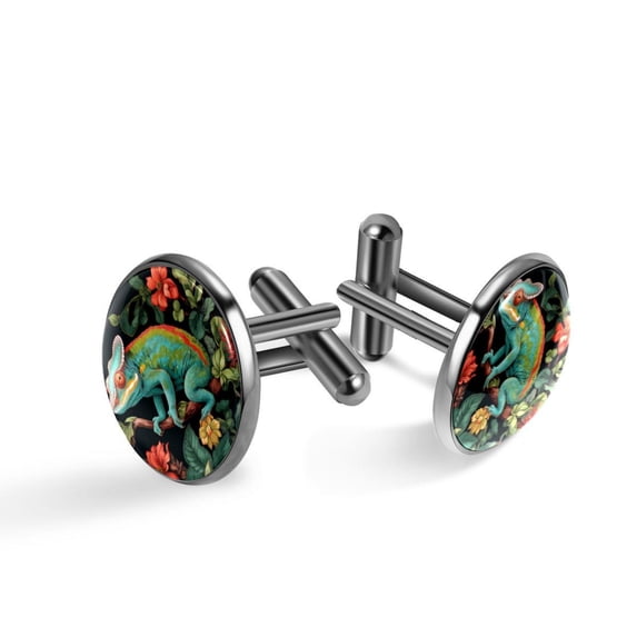 Chameleon Men's Stainless Steel Cufflinks Set for Formal Attire - Ideal for Business Meetings and Special Occasions