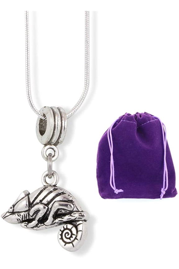 Chameleon Necklace | Chameleon Lizard Charm Snake Chain Pendant