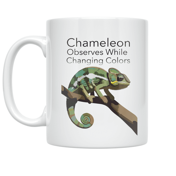 Chameleon Observes While Changing Colors - Nature Lover - 11 oz Ceramic Coffee Mug