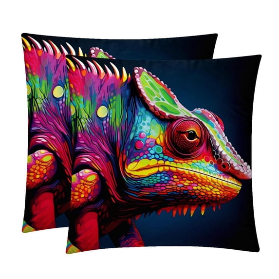 Chameleon Patterns - Set of 2, Available in 16x16, 18x18, and 20x20 Inches for Various Occasions, Sofa, Bed, Chair - Includes Pillow Inserts, Cushion Covers, Decorative Pillows