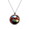 thumbnail image 1 of Chameleon Stunning Glass Design Circular Pendant Necklace - Unique Jewelry Gift for Her, 1 of 5