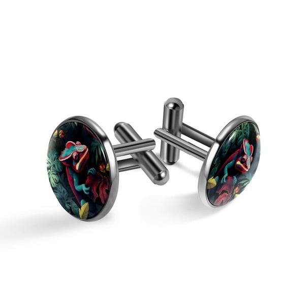 Chameleon Stylish Silver Stainless Steel Shirt Cufflinks for Formal Attire - Classy Men's Accessories for Work or Special Occasions