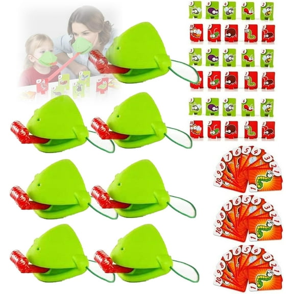 Chameleon Tongue Shooting Game, 2026 New Frog Tongue Game with Mouth Mask, Insect Cardboard Include, for Party、Home Games