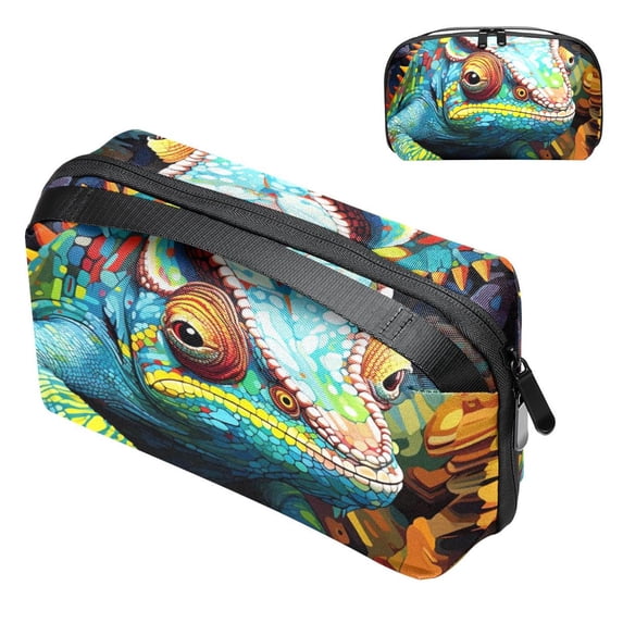 Chameleon Travel Organizer Cable Wire Cord and Cable Charger Bag Waterproof Oxford Cloth Electronic Accessories Storage Case 5.9x9.44x3.14 in