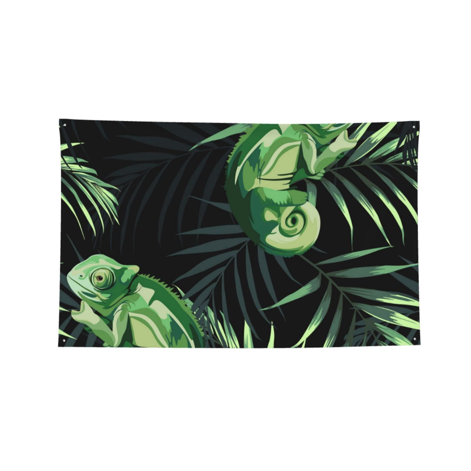 Chameleon Tropical Palm Leaves Four Hole Decorated Banner Flag for Garden Yard Home Decoration Indoor Outdoor 4x6 Ft