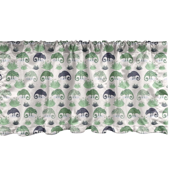 Ambesonne Chameleon Valance Pack of 2, Exotic Camouflage Lizards, 54"X18", Fern Green and Ivory