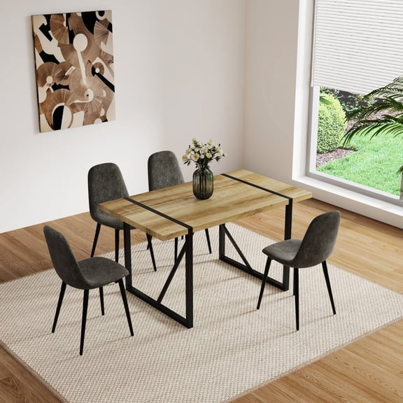Chamfered Four Sides Dining Table | Ergonomic Chairs Kitchen Set | Enjoy Family Meals Safely