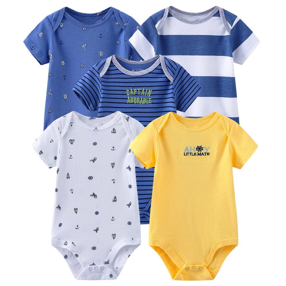 Chamie Newborn Baby Bodysuit 5Pack Short Sleeve OnePiece Baby Clothes for Boys and Girls