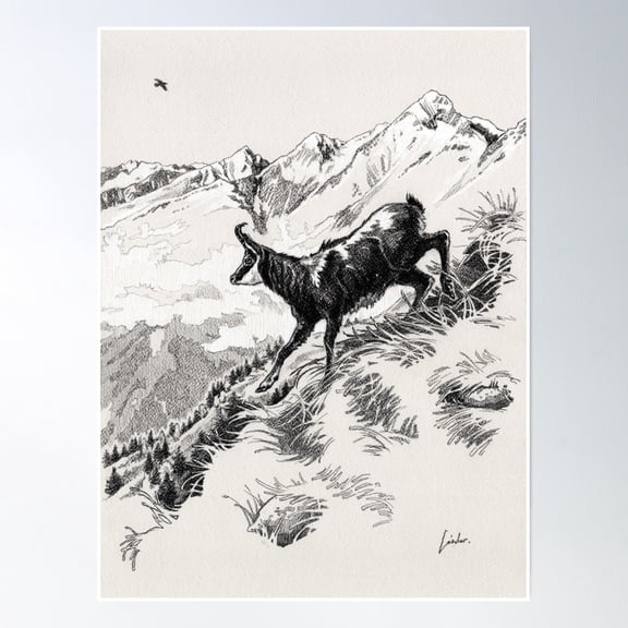 Chamois Poster Wall Art, Modern Wall Decor, 8x12 UNFRAMED