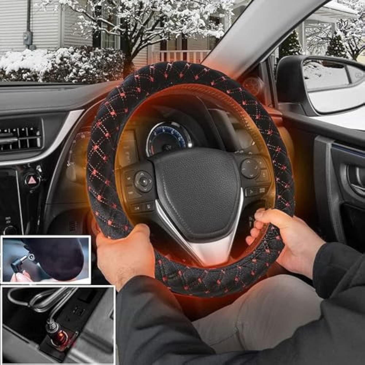 Chamoist 12V Heated Steering Wheel Cover for Cars, Luxury Steering Wheel Heater, 12V Quick Hand