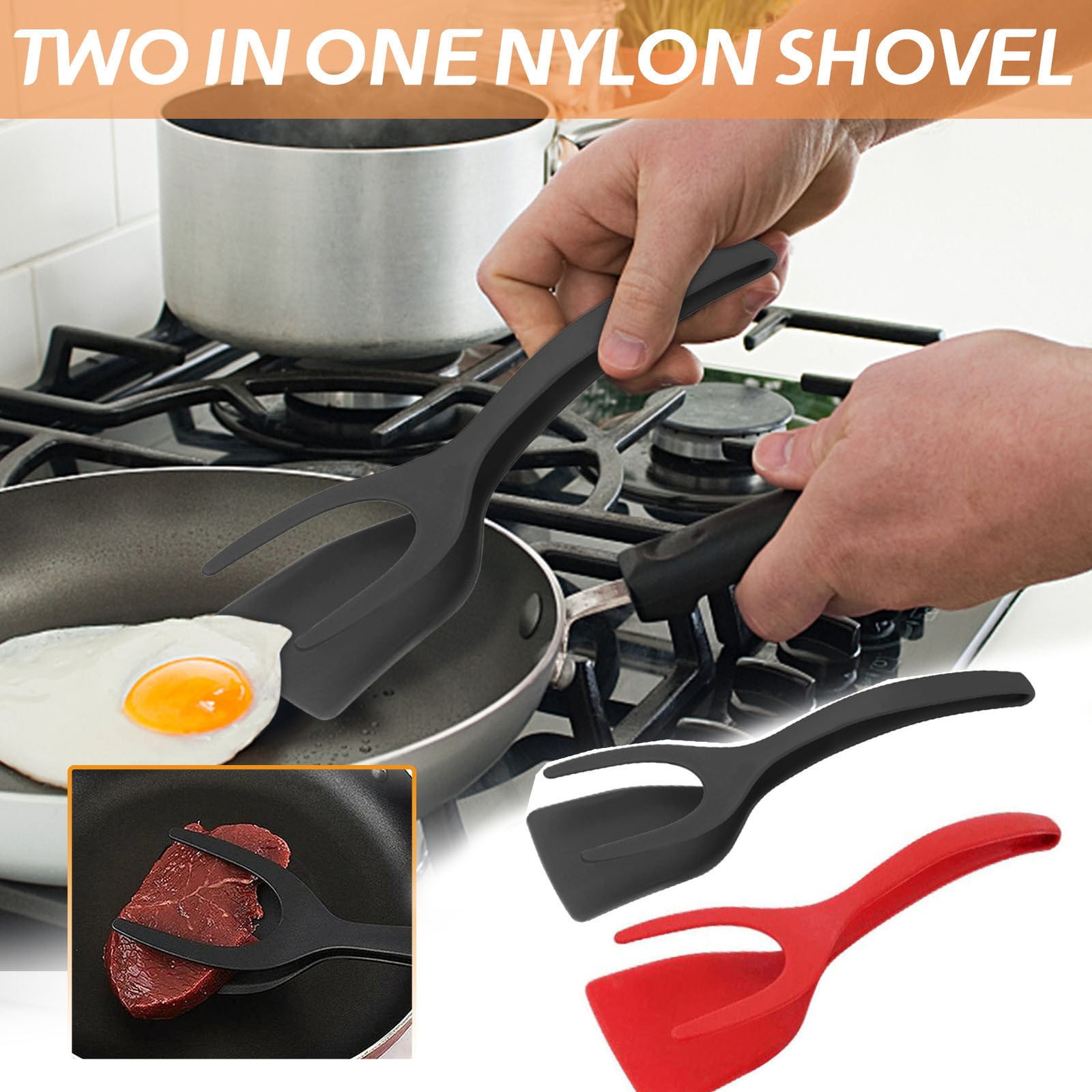 Chamoist 2PC Silicone Kitchen Cooking Tongs,2 In 1 Spatula And Tongs ...