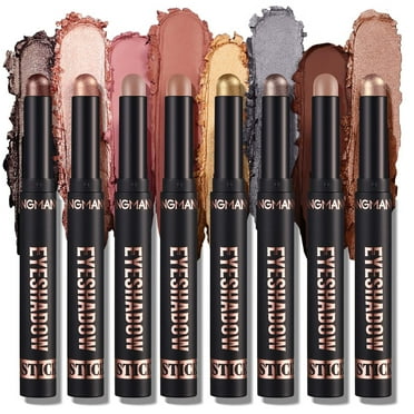 8 Colors Cream Eyeshadow Sticks for Eyes Waterproof, Champagne Pearl Taupe Bronze Cocoa Stone Putty Smoky Amethyst Shimmer Matte Eye shadow Stick Pencil Pen Bulk 2g