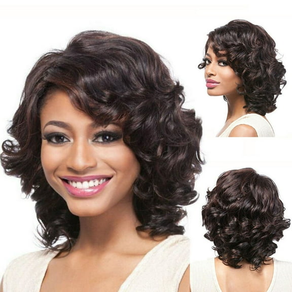 Body Wave Lace Front Wigs Human Hair,Women Natural Sexy Short Wavy Curly Synthetic Wig Fsahion Parting Wigs