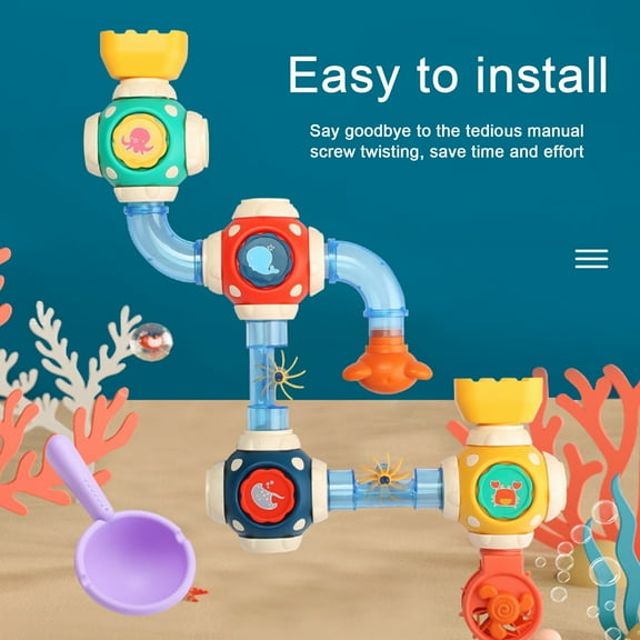 Chamoist Building Bath Toys,DIY Assembly Water Pipe Building Kit,Bathtub Wall Toys,DIY Water Pipe Assembly Kit with Suction Cups,Educational Bathtub Toys,Creative Tub Time Birthday Gifts