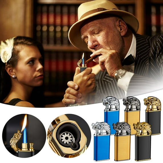 Chamoist Bulk Lighters,Double Fire Straight To Open Flame Conversion Metal Lighter Unique Shape Lighter Metal for Fireworks, Candle