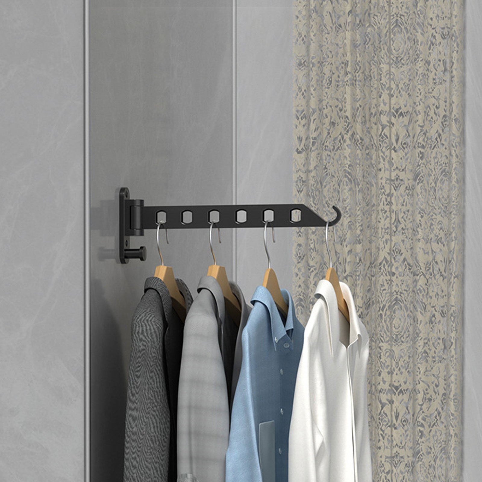 Chamoist Clothes Drying Rack,Wall Mounted Clothes Hanger Folding Wall ...