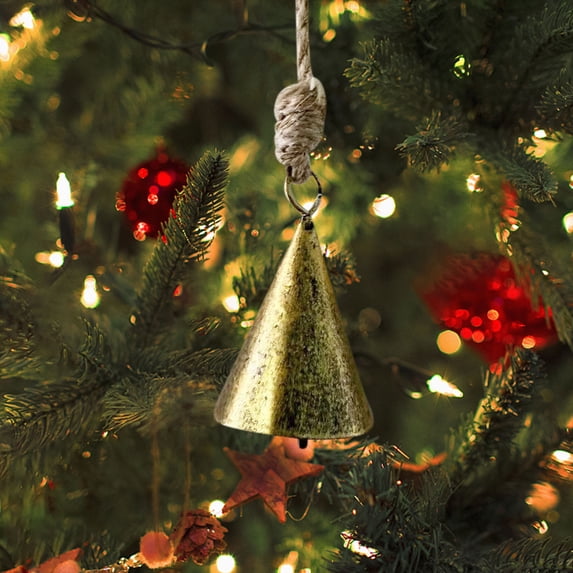 Cow Bells Christmas Decor,Christmas Bell Brass Cow Shabby Style Rustic Metal Hanging Giant Cow Bells Decor