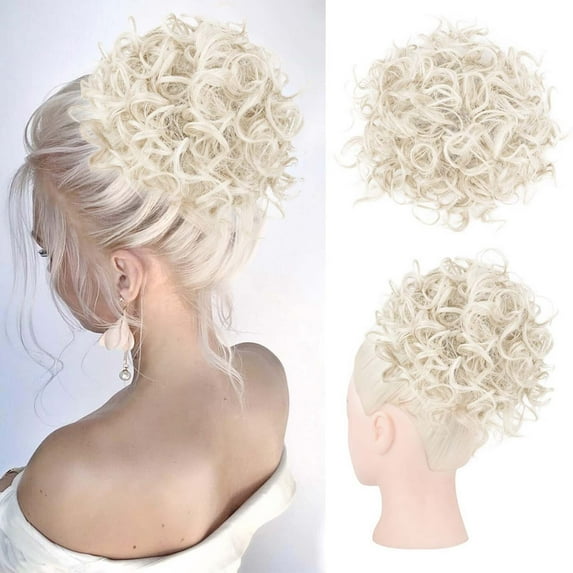 Headband Wigs Human Hair,Wig Hair Wraps High Temperature Silk Small Curly Hair Wraps Drawstring Messy Hair Wraps Elastic Net Pull Ponytail Rope Curly Hair