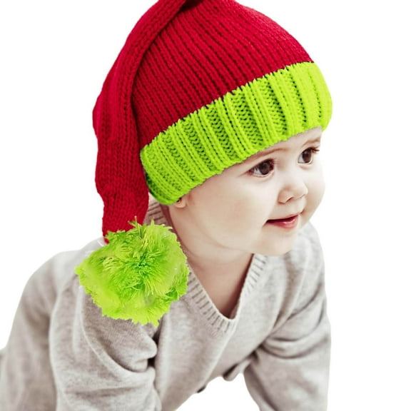 Mini Santa Hats,Toddler Girl&boy Baby Infant Kids And Winter Christmas Hat Bunny Warm Children's Pure Color Parent-child Woolen Hat,Red