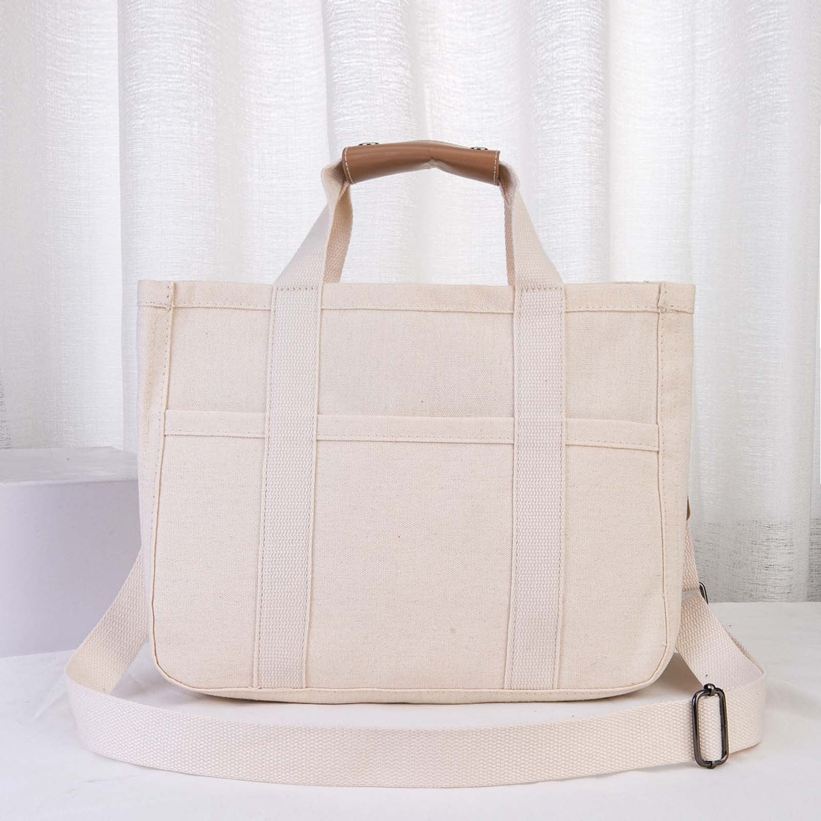 Chamoist MultiPocket Tote Bag,Tote Bag with Compartments,Small Canvas